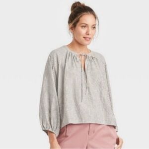 A New Day Peasant Tie Long-Sleeve Blouse